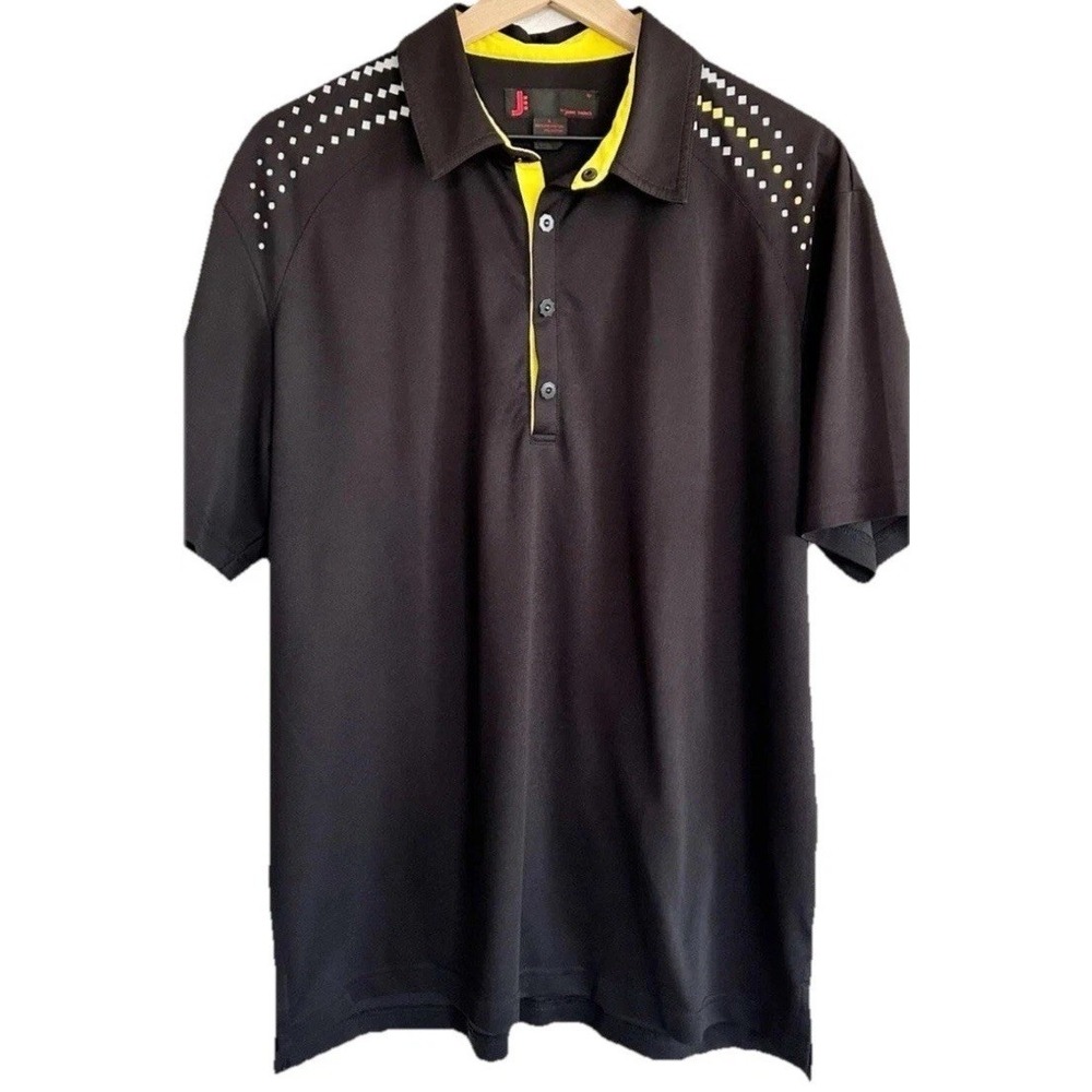 J By Jamie Sadock Large Snap  Print Mens Golf Polo Shirt‎ Performance Black